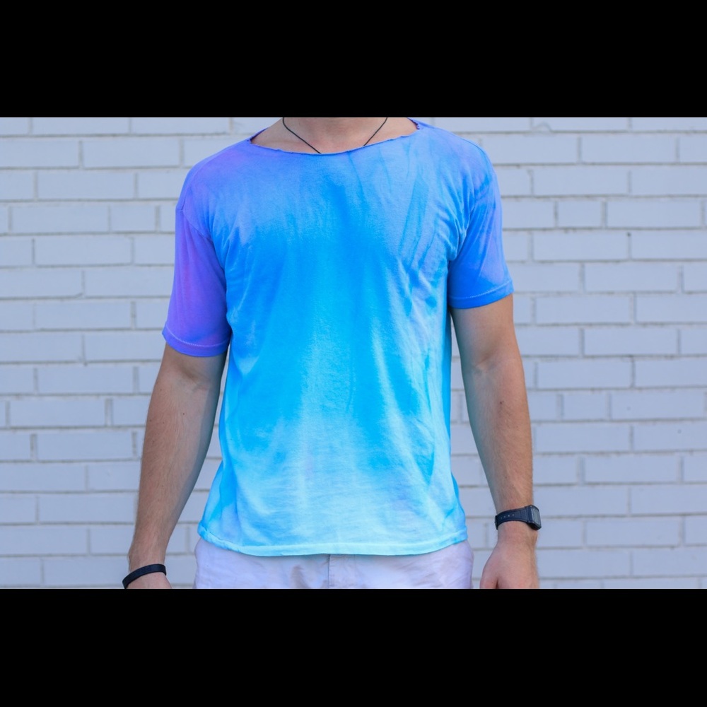 Multi Colored Tie Dye Scoop Neck T Shirt